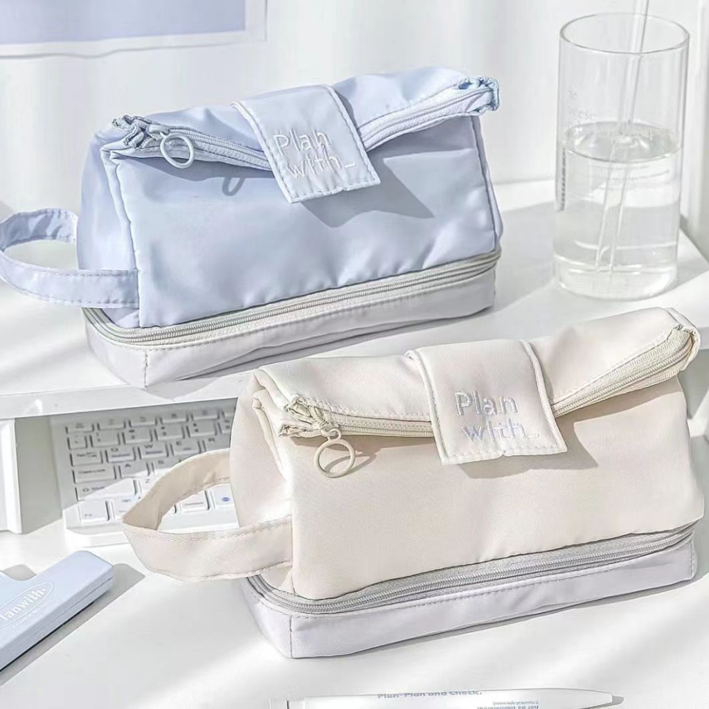 Bóp Viết Hai Lớp Cỡ Lớn Đa Năng Thiết Kế Đơn Giản Thời Trang unisex