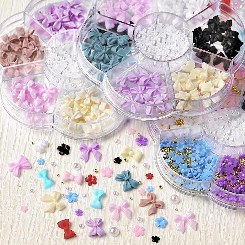 BORN PRETTY Hộp 7 Ngăn Đựng Phụ Kiện Trang Trí Móng Tay Hình Hoa Bướm 3d diy
