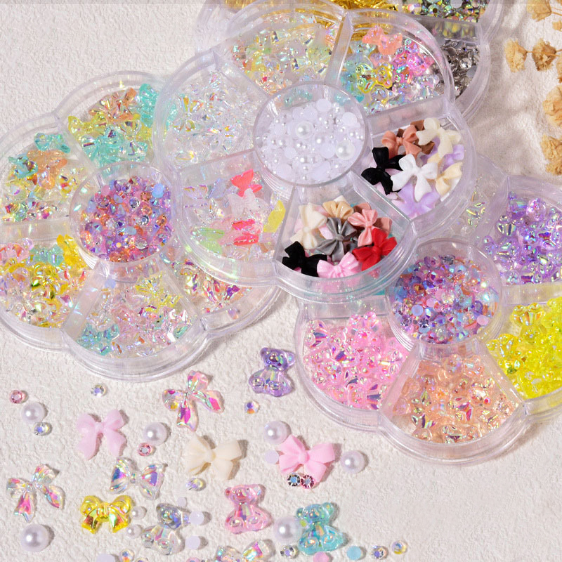 BORN PRETTY Hộp 7 Ngăn Đựng Phụ Kiện Trang Trí Móng Tay Hình Hoa Bướm 3d diy