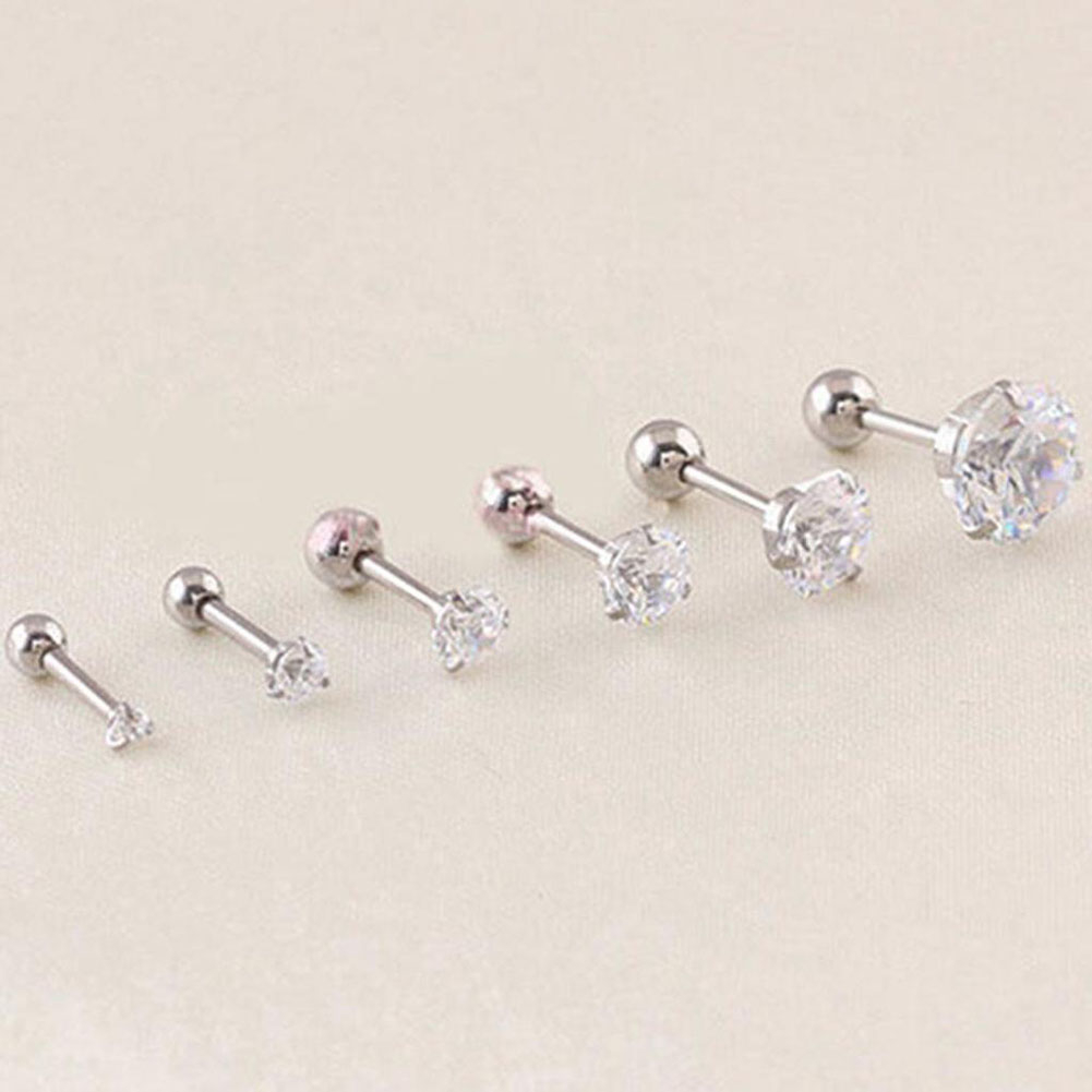 Thời Trang Bông Tai 3 Chấu Bằng Thép Không Gỉ Đính Đá zircon