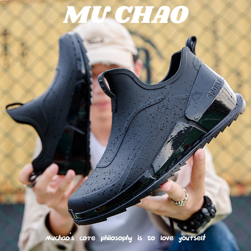 MUCHAO Ủng Đi Mưa Cổ Thấp Chống Thấm Nước Thời Trang Phong Cách Hàn Quốc Cho Nữ