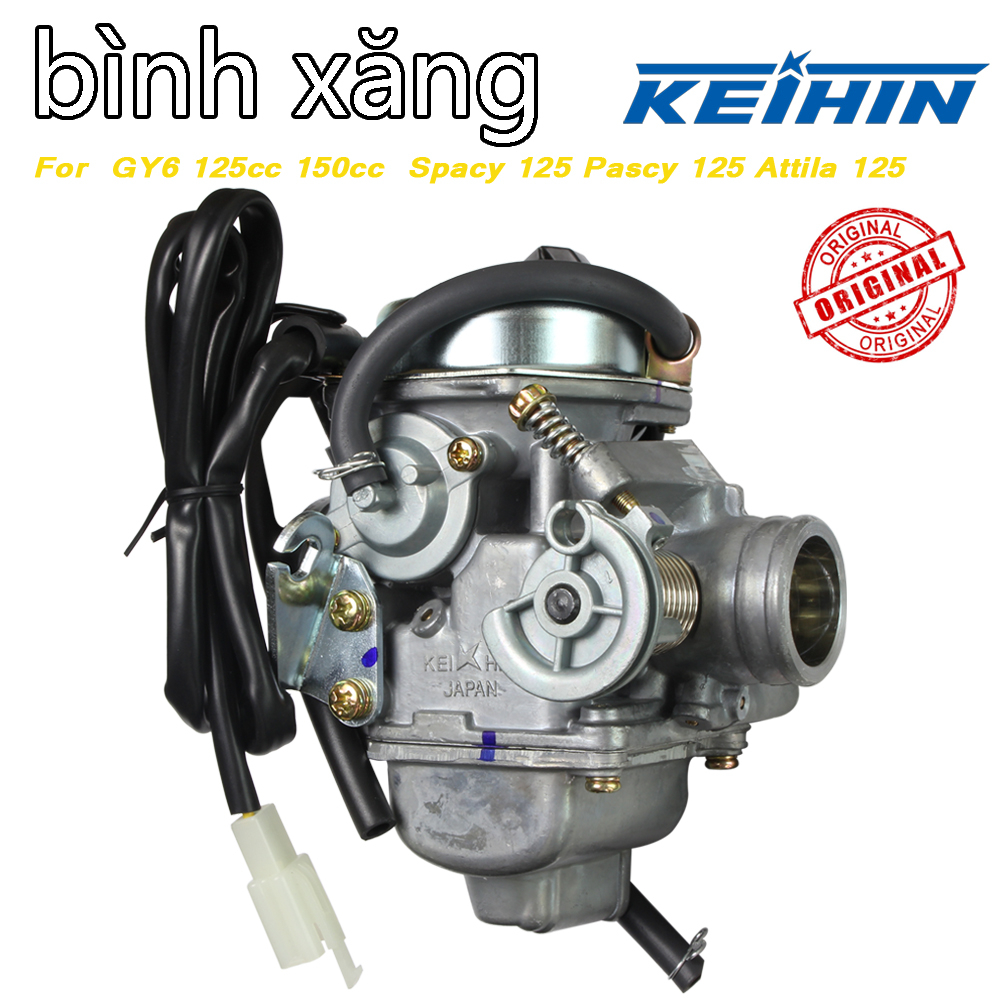 bình xăng cho xe Spacy 125 250K Pascy 125  Attila Tiết Kiệm Xăng Centa, Bộ chế hòa khí，Honda GY6 125cc 150cc Scooter ATV 4 stroke,PD24J,họng 25MM "