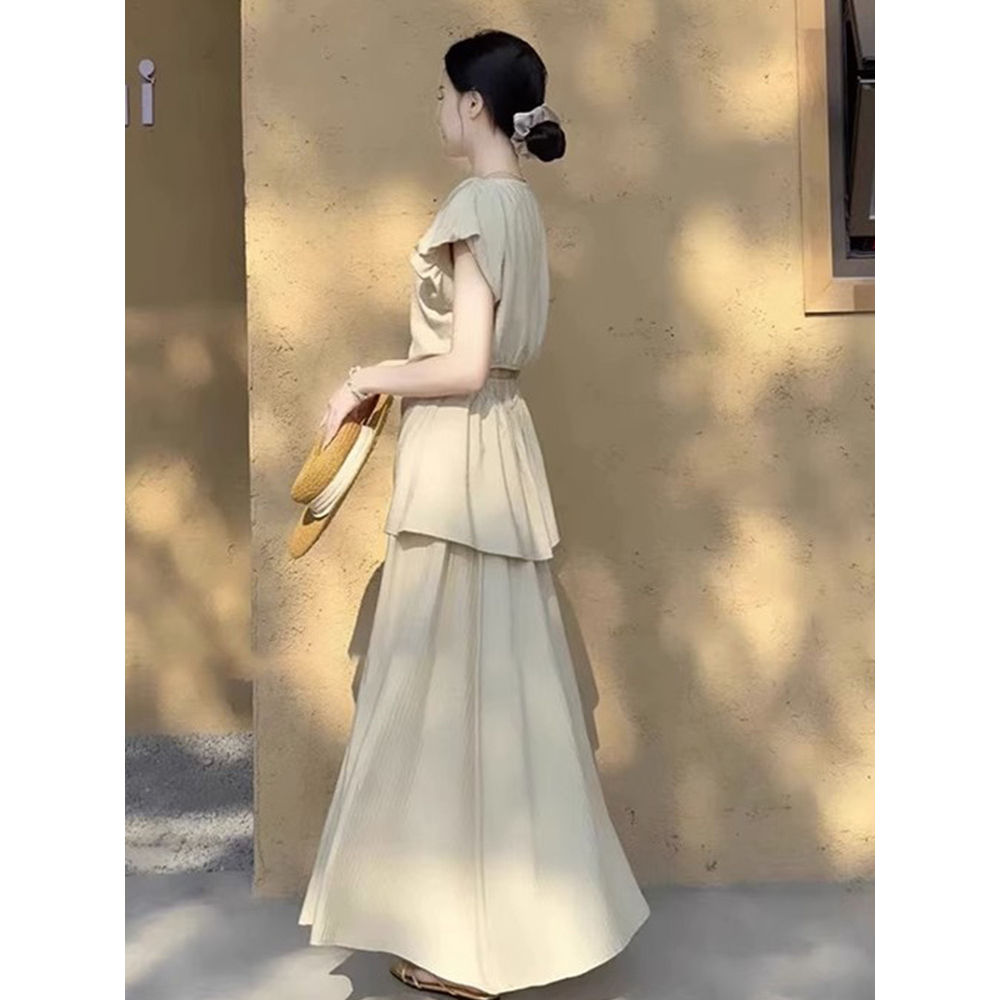 Set đồ nữ SUGEMIUSI gồm áo không tay và chân váy thời trang cao cấp