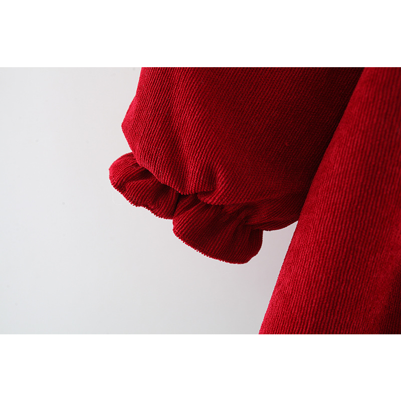 Năm Mới!Váy bé gái Tay Dài Phối Nơ Màu Be Thời Trang Xuân Thu 2024 Mới