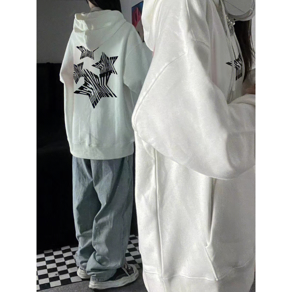 XIN LAN YA SHE Áo hoodie Dài Tay Dáng Rộng In Hình Ngôi Sao Thời Trang Mùa Thu Đông Hàn Quốc Dành Cho Nữ