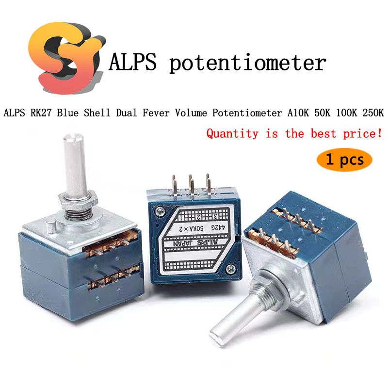 Chiết Áp Có Tay Cầm Hình Vỏ Sò Xanh alps rk27 a10k 50k 100k 250k