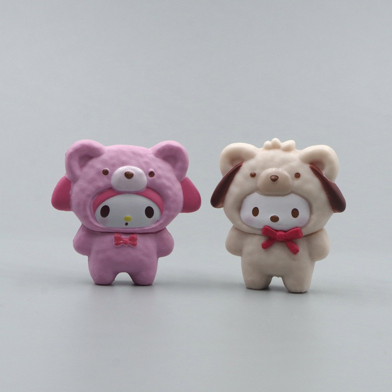 Bộ 5 Mô Hình Nhân Vật sanrio hello kitty my melody cinnamoroll pom purin bear 4cm Bằng pvc