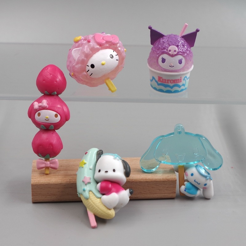 SANRIO Set 5 Mô Hình Đồ Chơi Nhân Vật Hoạt Hình hello kitty kuromi my melody cinnamoroll Poacco Tráng Miệng 3-5cm Bằng pvc