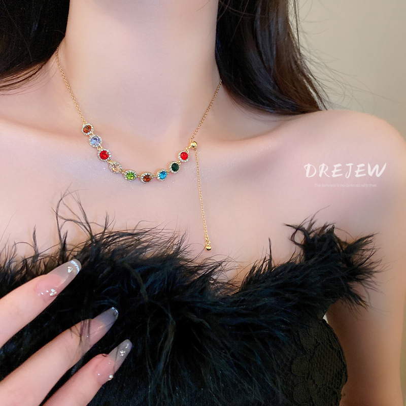 Drejew Vòng cổ Kim Cương Nhẹ Nhiều Màu Sắc Thời Trang Và Đa Năng Cá Nhân Hóa Ngọt Ngào Và Cao Cấp Không Gây Dị Ứng