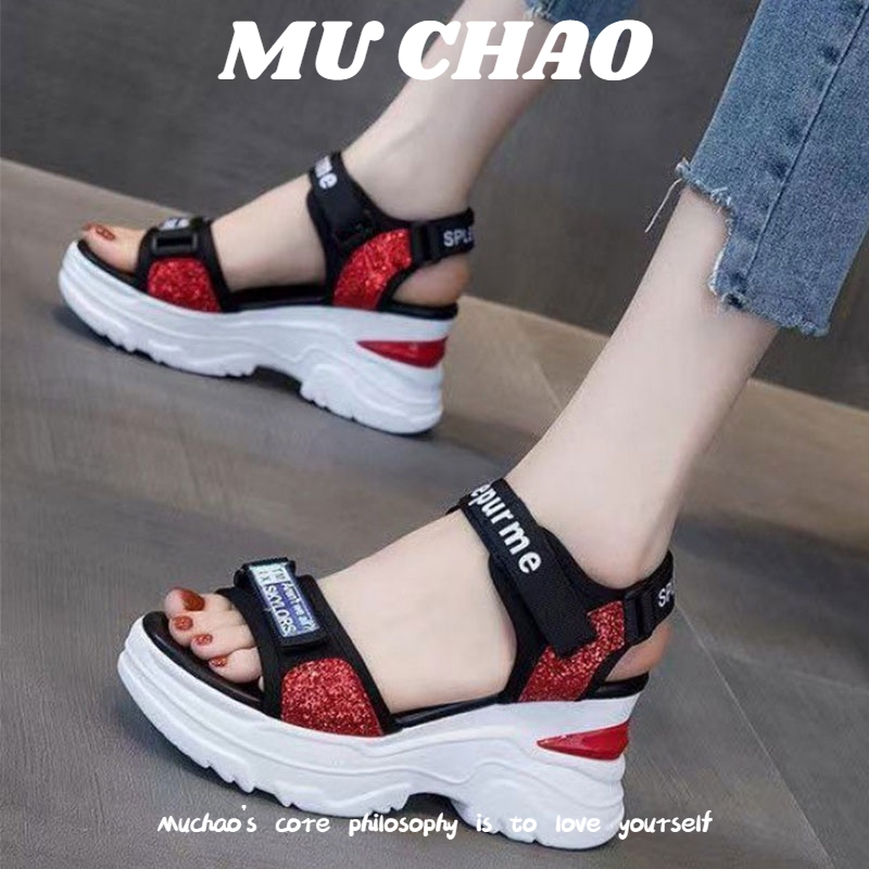MUCHAO Xăng đan Cao Gót Mũi Vuông Phong Cách Dành Cho Nữ