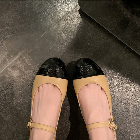 Hong Kong Premium shoes❥Giày Da Gót Thấp Dày Dặn Thời Trang Pháp Cho Nữ