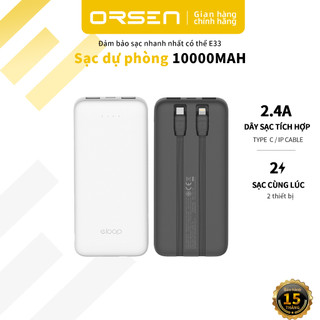 ORSEN Pin Dự Phòng E33 10000mah Có Dây Cáp Sạc 2.4A 12W 2 Cổng Sạc