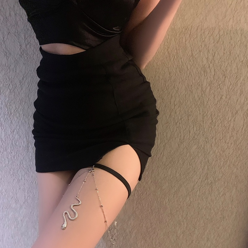 Vòng choker đeo đùi, đeo cổ hình con rắn kèm chuỗi xích thả dài