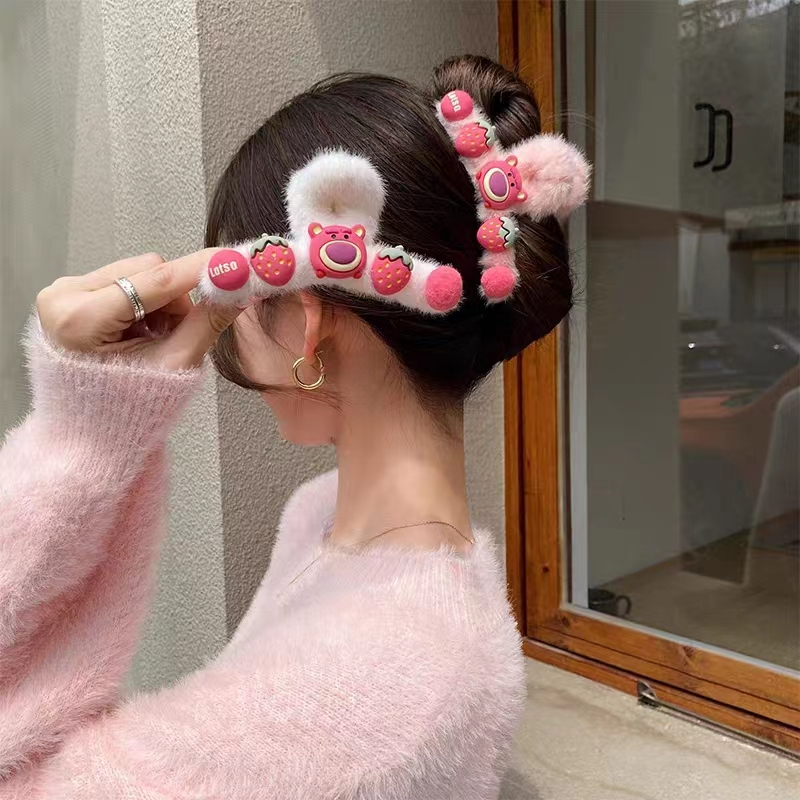 Kẹp tóc hình cá mập phủ lông dễ thương thời trang thu đông cho nữ