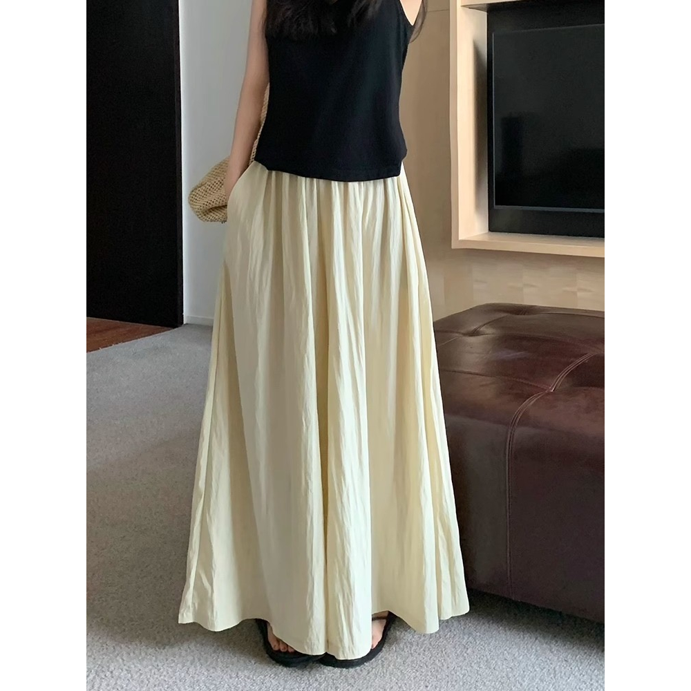 Quần Dài Ống Rộng Lưng Cao Màu Trơn Phong Cách vintage Thời Trang Cho Nữ
