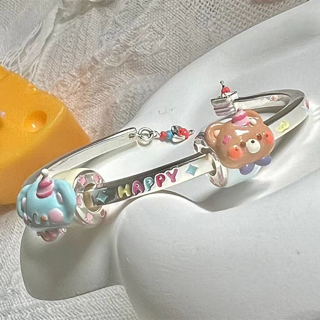 Vòng Tay Bạc 925 Mặt Gấu Hoạt Hình Dễ Thương Cho Nữ 925