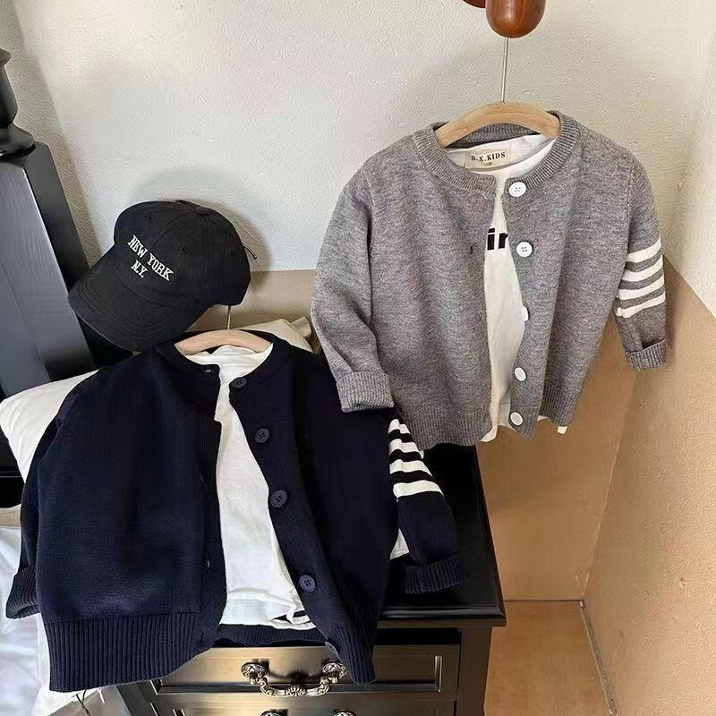 Áo cardigan Dệt Kim Cổ Tròn Thời Trang Xuân Thu Dành Cho Bé Trai Và Bé Gái
