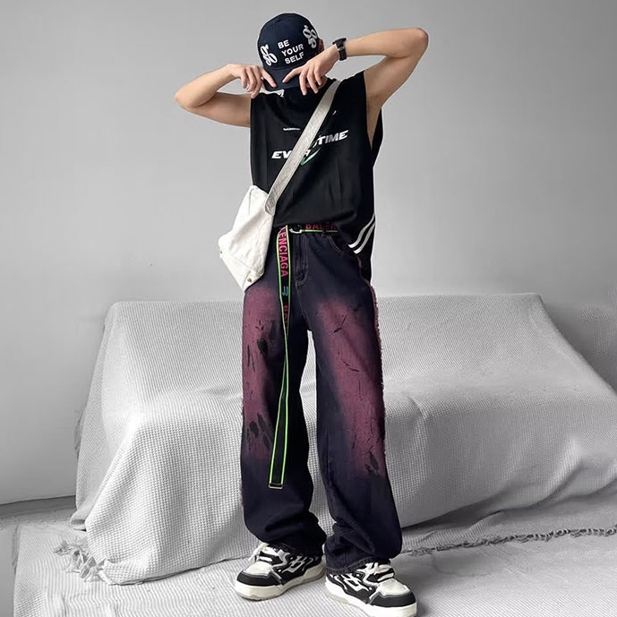 Esea Quần Jean Phong Cách Đường Phố Mỹ Thời Trang Xuân Thu Cho Nam Và Nữ