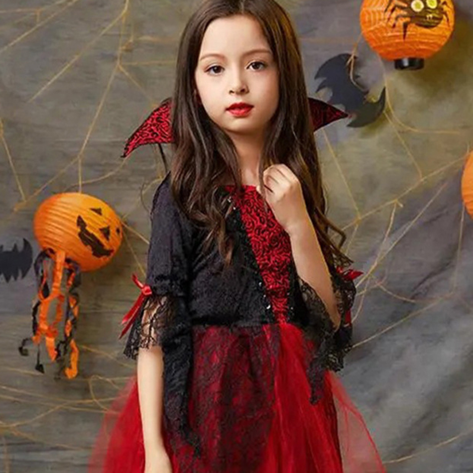 Đầm Đỏ Hoá Trang Ma Cà Rồng Cho Bé Gái