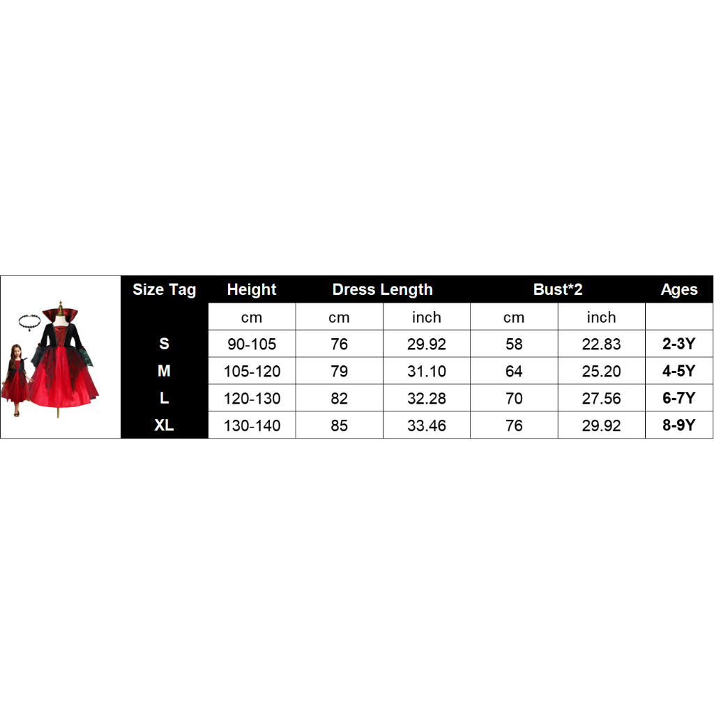 Đầm Đỏ Hoá Trang Ma Cà Rồng Cho Bé Gái