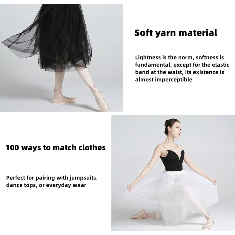 Chân Váy Múa Ba Lê Dáng Dài Vải Mềm Bốn Lớp Dễ Thương Cho Nữ