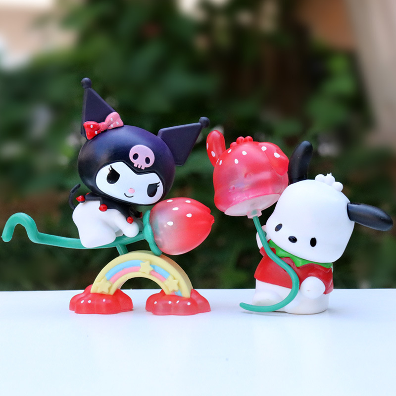SANRIO Set 6 Mô Hình Mô Phỏng Nhân Vật Phim Hoạt Hình kuromi my melody pom purin cinnamoroll pochacco little twin stars