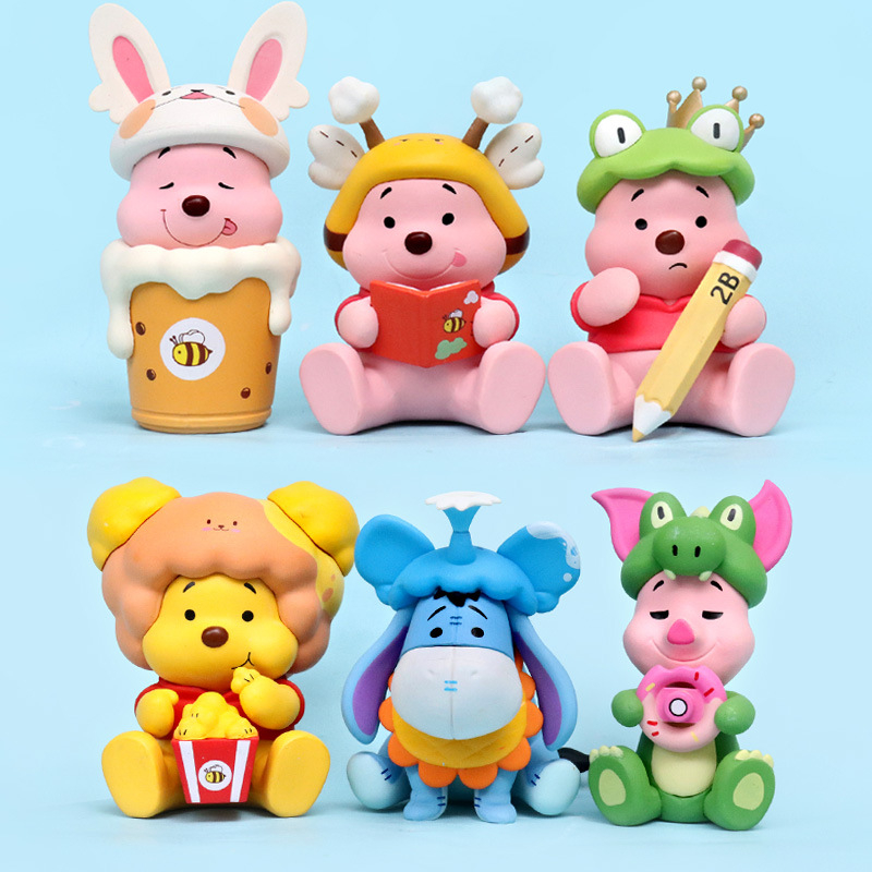 DISNEY Set 6 Mô Hình Gấu pooh 7-9cm Trang Trí Đáng Yêu