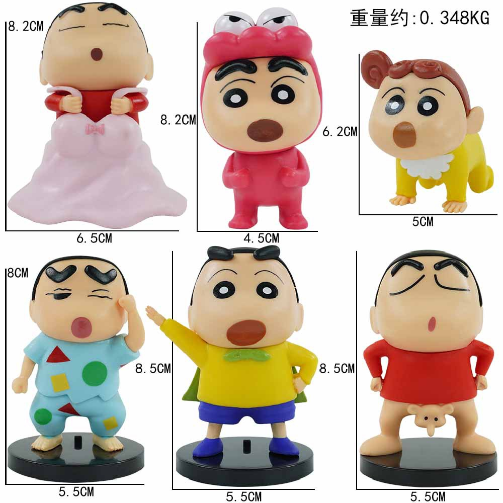 Set 6 Mô Hình Nhân Vật Phim Hoạt Hình shin-chan 6.2-8.5cm Bằng pvc