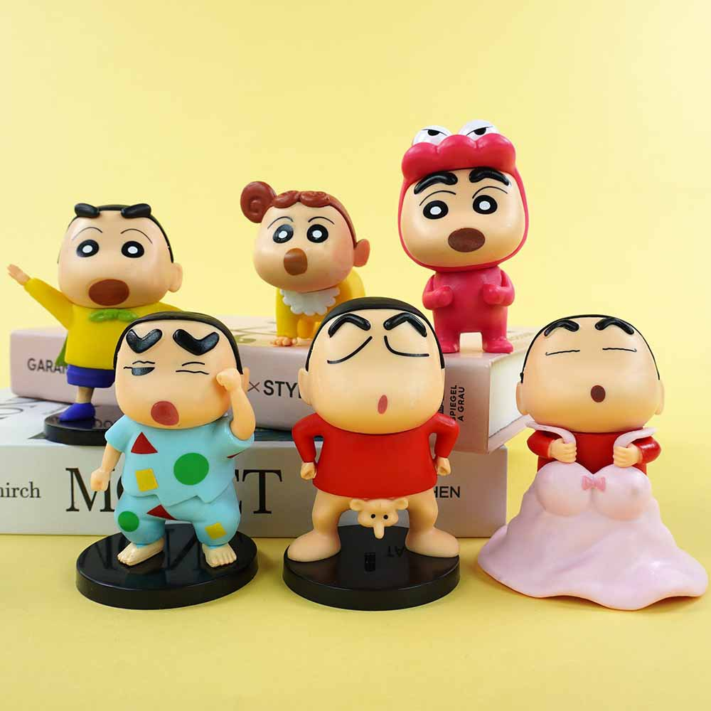Set 6 Mô Hình Nhân Vật Phim Hoạt Hình shin-chan 6.2-8.5cm Bằng pvc