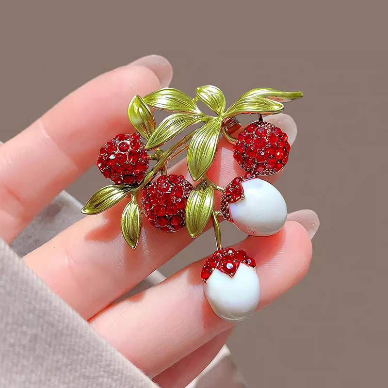 Tinh Tế Ngọt Lychee Trái Cây Trâm Cài Bóng Đá Đỏ Thạch Lychee Trâm Phụ Kiện Phổ Biến