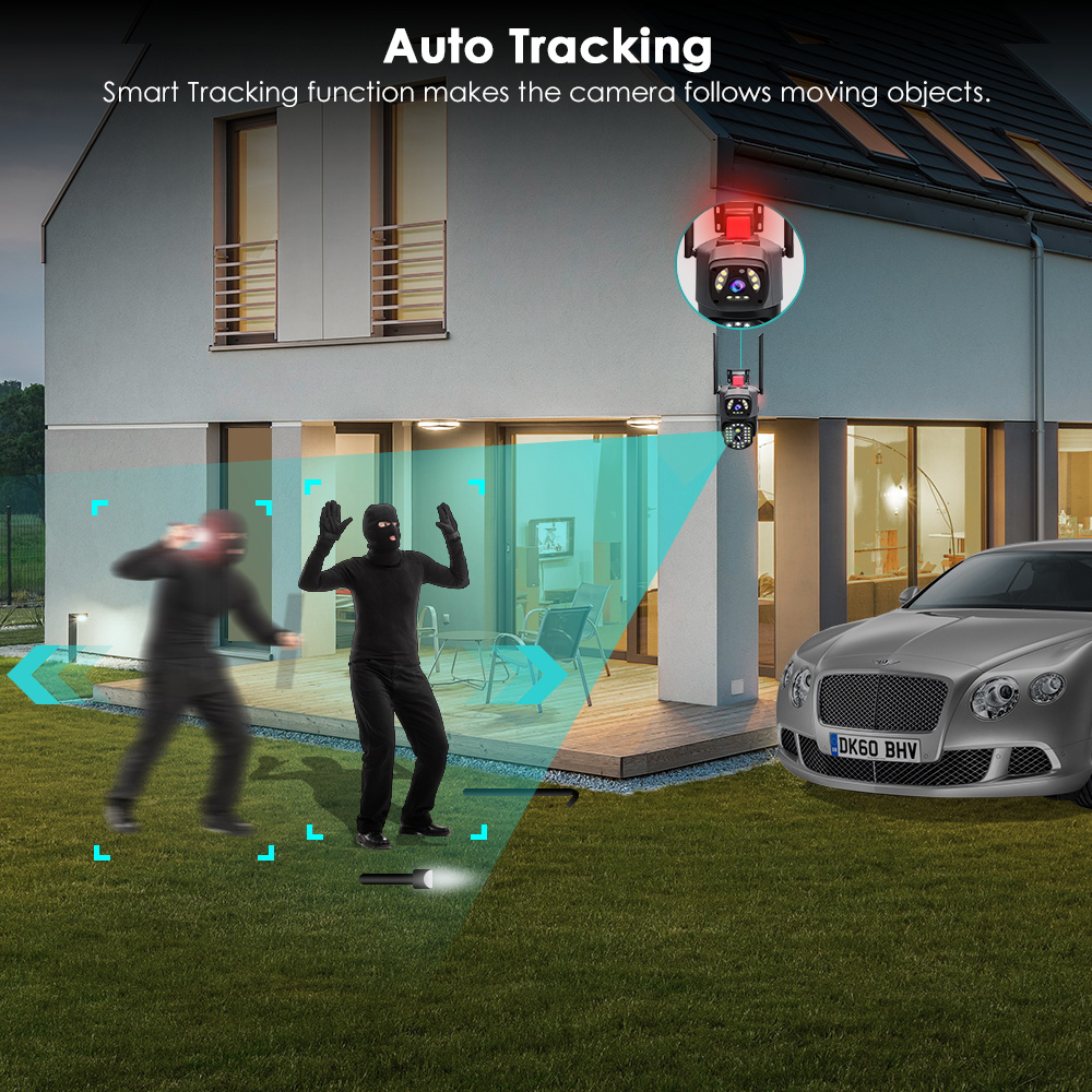 LLSEE-v380 Pro Camera 2 mắt - Camera wifi không dây - Camera quay 360 độ ngoài trời - Kết nối điện thoại di động 8.0MP-PTZ Xem màn hình kép