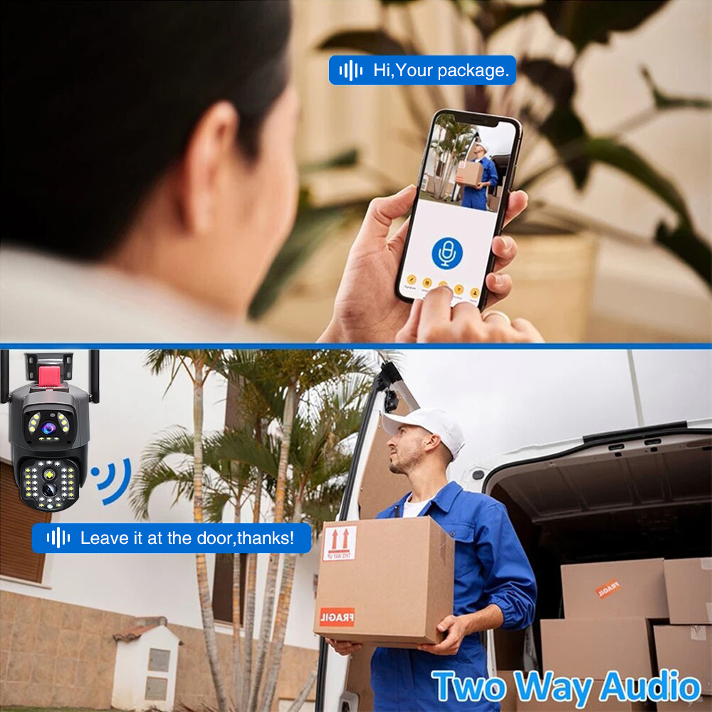 LLSEE-v380 Pro Camera 2 mắt - Camera wifi không dây - Camera quay 360 độ ngoài trời - Kết nối điện thoại di động 8.0MP-PTZ Xem màn hình kép