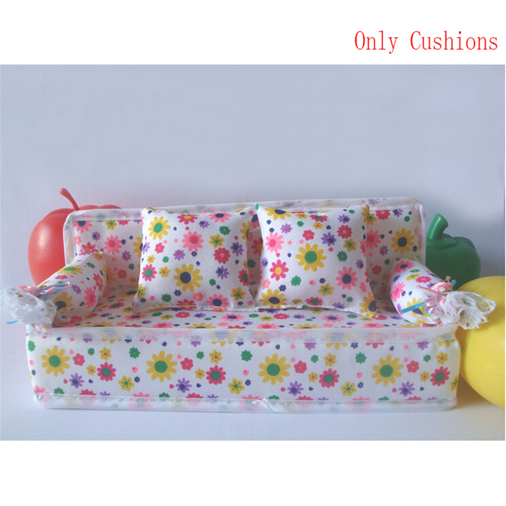 Bộ ghế sofa vải hoa kèm 2 gối cho nhà búp bê