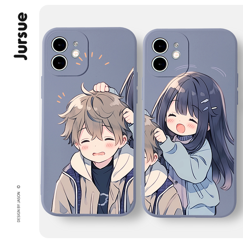 Ốp lưng JURSUE hoạt hình cặp đôi dễ thương đẹp Cho iPhone Case 15 14 13 12 11 Pro Max SE 2020 X XR XS 8 7 ip 6S 6 Plus kute XYH2132