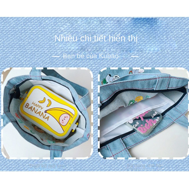 Túi tote Vải denim Cỡ Lớn Thêu Họa Tiết Hoạt Hình Nhật Bản Dễ Thương Cho Học Sinh
