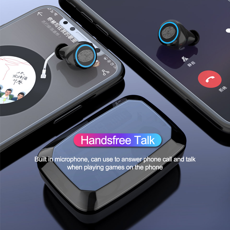 Tecsire Tai nghe không dây Bluetooth 5.1 TWS Màn hình LED cảm ứng thông minh với Micrô đèn pin