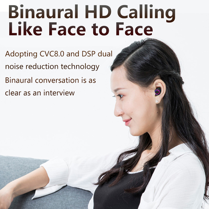 Tecsire Tai nghe không dây Bluetooth 5.1 TWS Màn hình LED cảm ứng thông minh với Micrô đèn pin