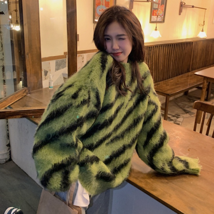 Áo Len Dài Tay Họa Tiết Ngựa Vằn Thời Trang Thu Đông Hàn Quốc Mới áo sweater áo len mỏng