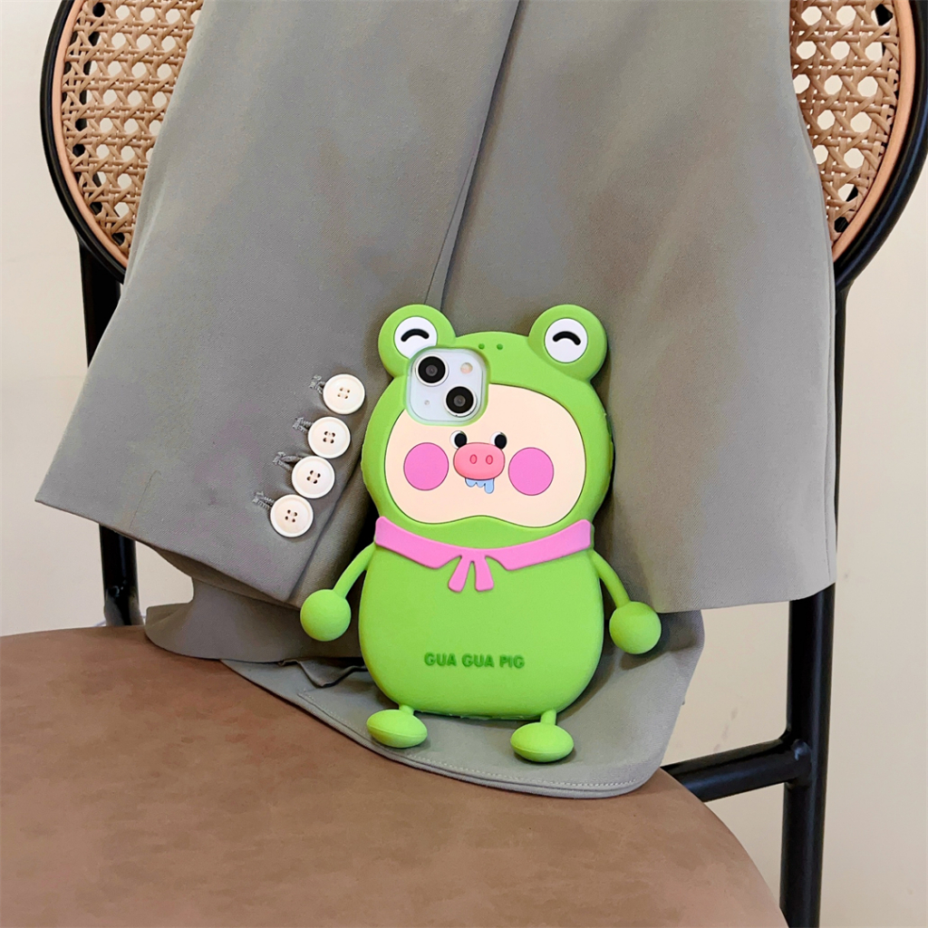 Silicone Ốp Điện Thoại Silicon Hình Ếch / Heo Cho iphone 14promax 13 iphone11 12 promax