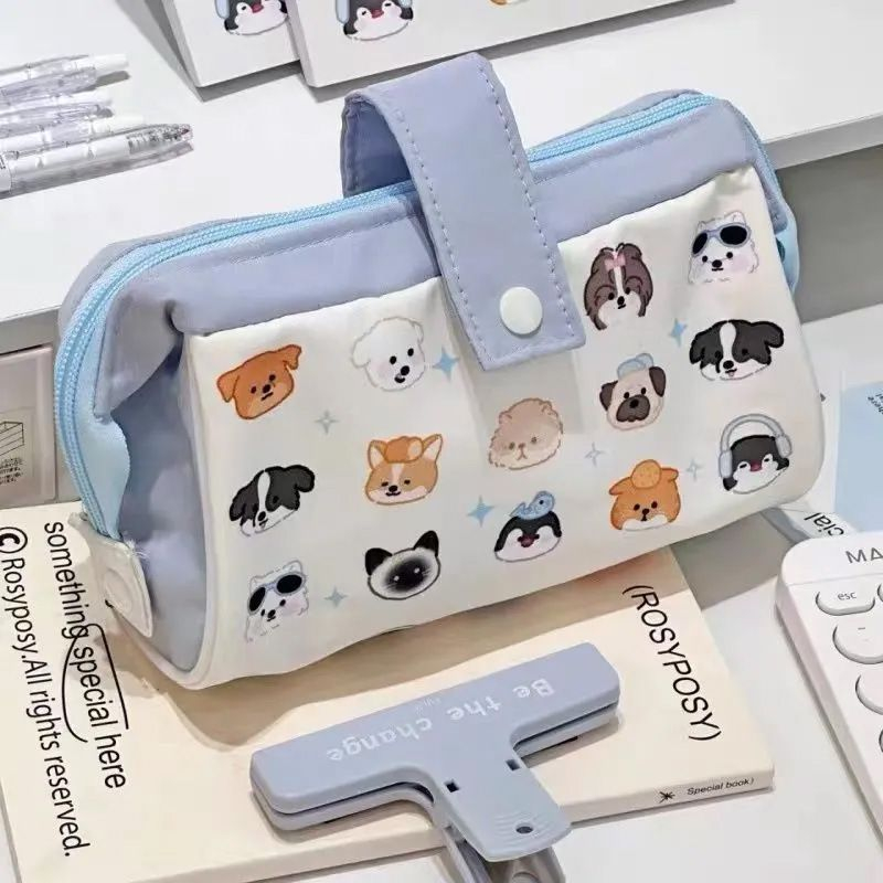 Vòng Đeo Tay Ohayaa ohaya | Hộp Đựng Bút Hình Thú Cưng / Mèo Dễ Thương | Túi Đựng Bút Chì Hai Lớp Chống Nước Sức Chứa Lớn