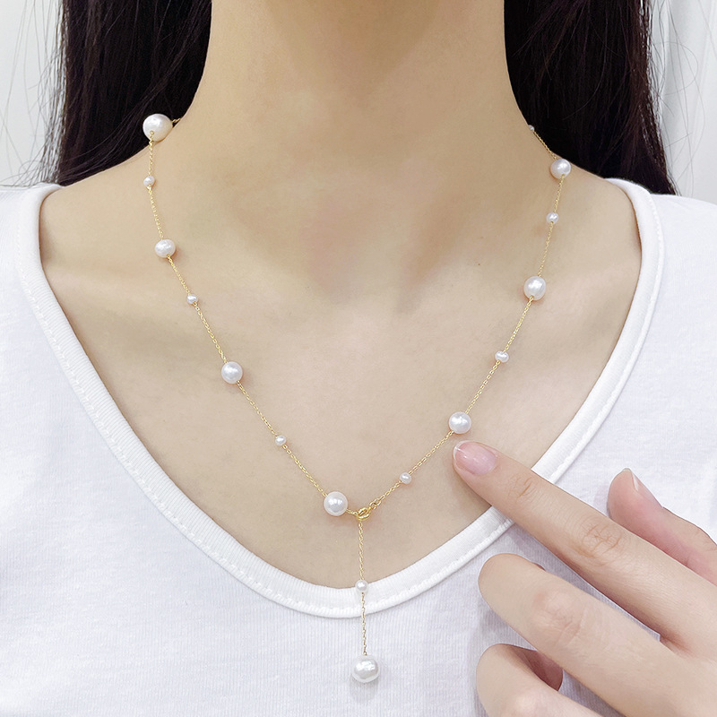 Vòng cổ Ngọc Trai Hình Chữ y Sang Trọng
