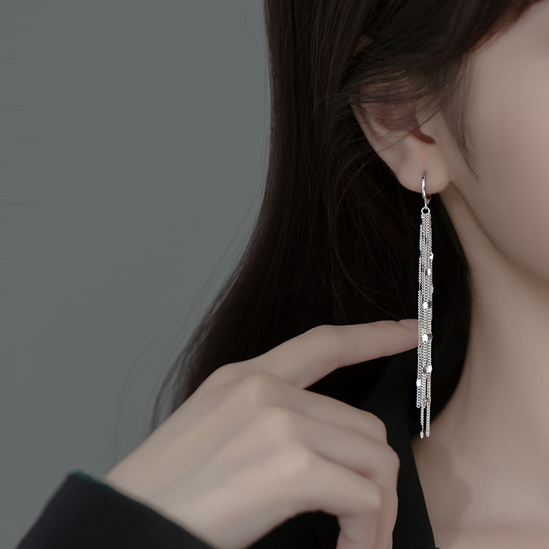 Thời Trang Bông Tai Kim Loại Mạ Vàng 18k Tua Rua Phong Cách Hàn Quốc Cho Nữ