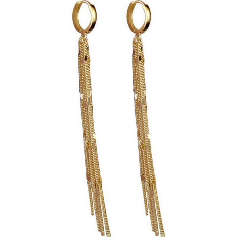 Thời Trang Bông Tai Kim Loại Mạ Vàng 18k Tua Rua Phong Cách Hàn Quốc Cho Nữ