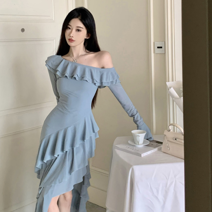 Đầm Dài Không Tay Hở Vai Thời Trang Hàn Quốc Quyến Rũ Cho Nữ