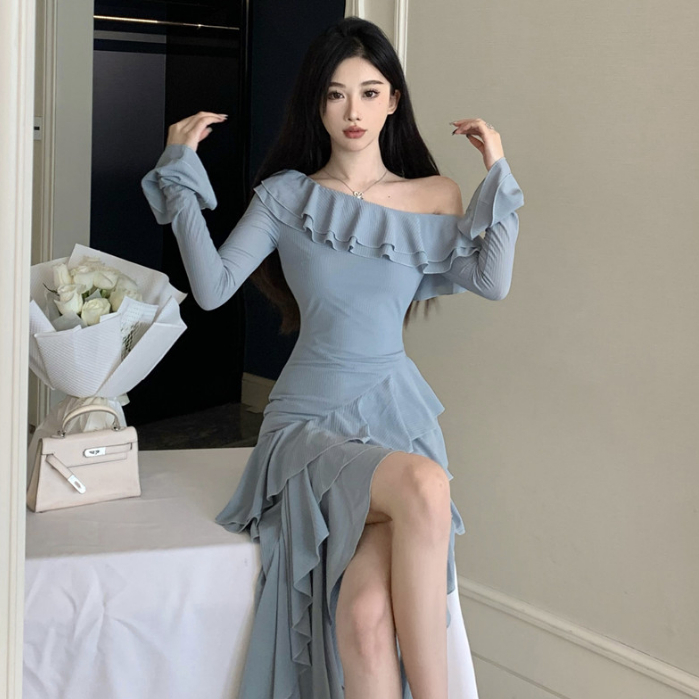 Đầm Dài Không Tay Hở Vai Thời Trang Hàn Quốc Quyến Rũ Cho Nữ