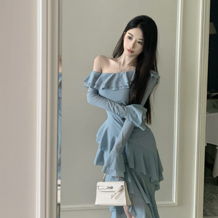 Đầm Dài Không Tay Hở Vai Thời Trang Hàn Quốc Quyến Rũ Cho Nữ