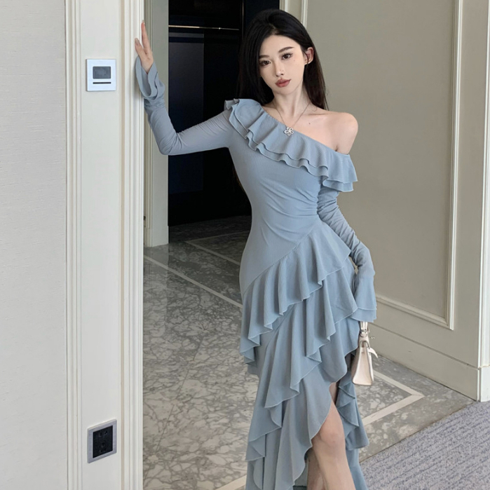 Đầm Dài Không Tay Hở Vai Thời Trang Hàn Quốc Quyến Rũ Cho Nữ