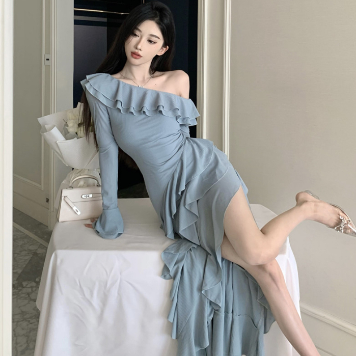 Đầm Dài Không Tay Hở Vai Thời Trang Hàn Quốc Quyến Rũ Cho Nữ