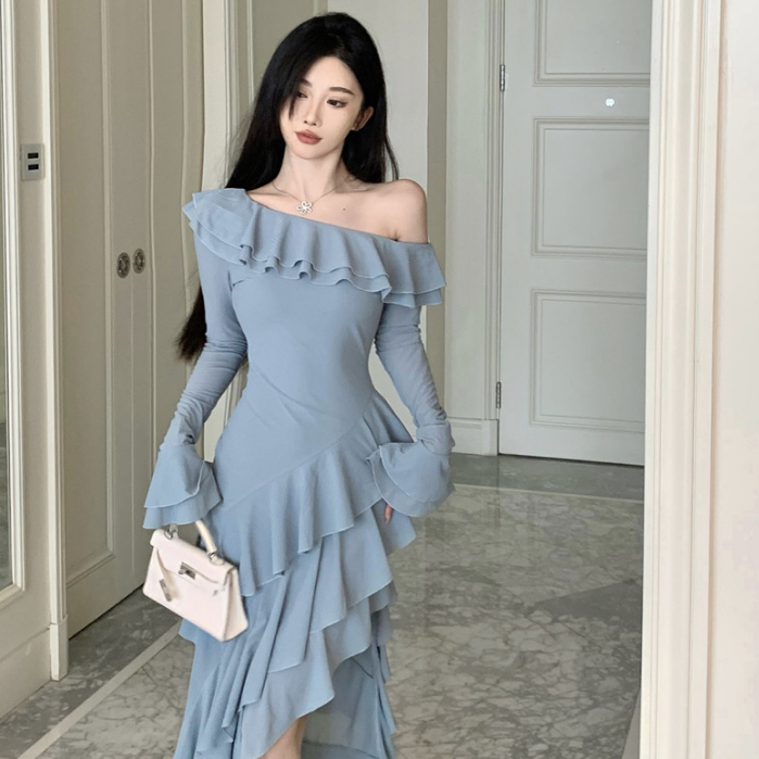 Đầm Dài Không Tay Hở Vai Thời Trang Hàn Quốc Quyến Rũ Cho Nữ