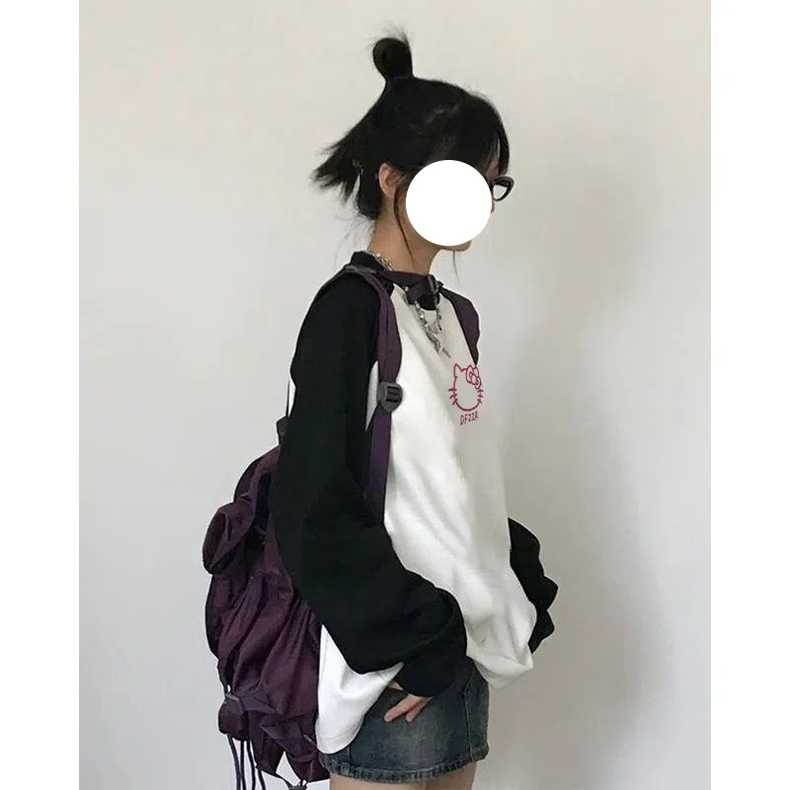 Ethelgirl Áo Thun Nữ Tay Rộng In Chữ "hello kitty" Phong Cách Hàn Quốc